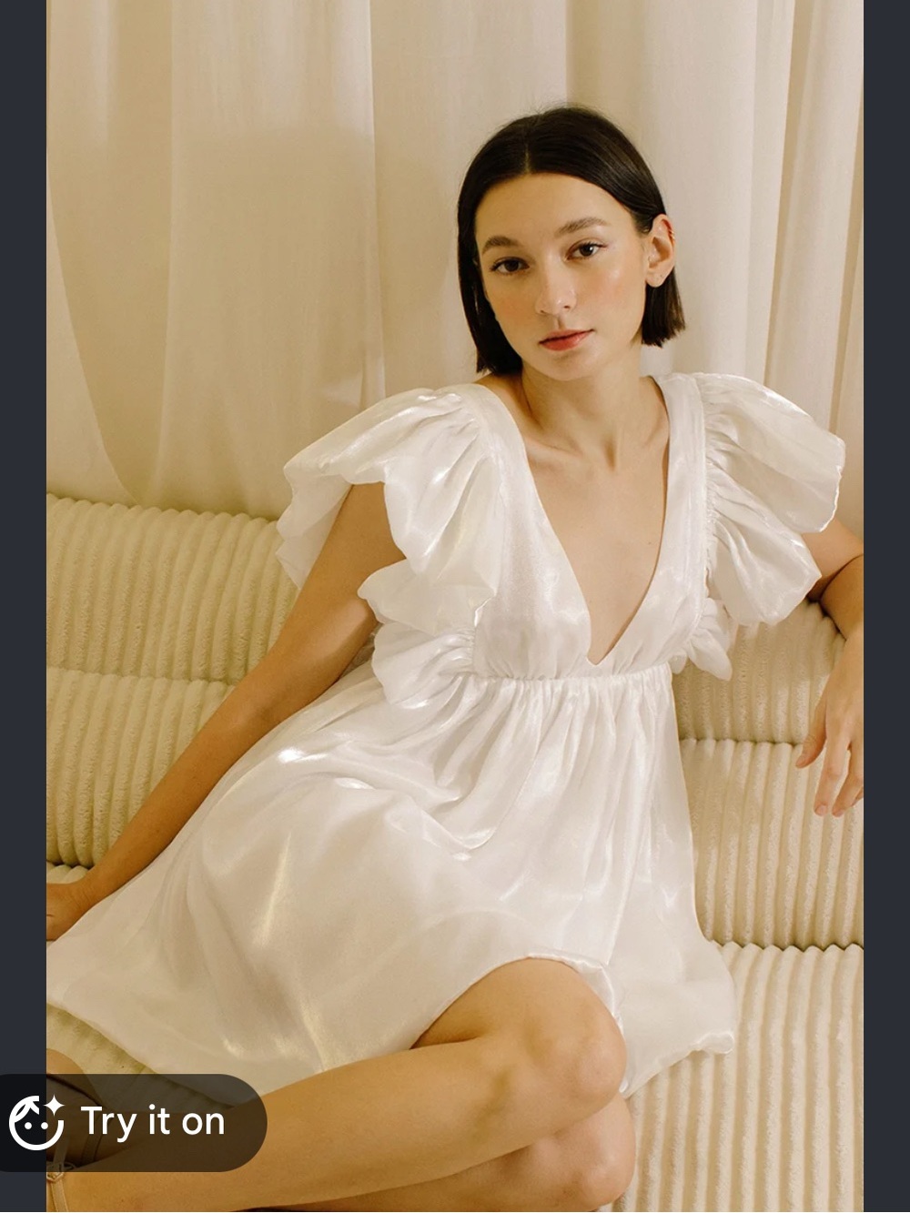 STORIA White Ruffle Mini Dress - Picture 1 of 3